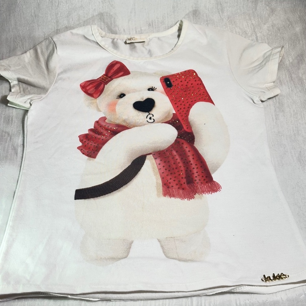 Le petit Kukie  Girls Short Sleeves TShirt O/S White